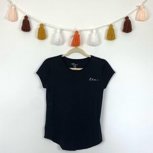 LOFT Black Zzz Embroidered Cotton Tee Size XS